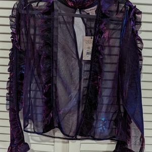 Miss Selfridge metallic ruffle top